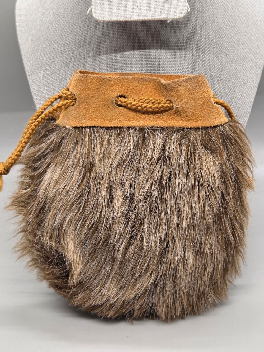 Vintage Native American Coyote Fur Medicine Bag 5.5" x5" - Cherokee